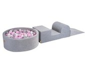 MeowBaby - Parque de juegos infantil de espuma gris con piscina de bolas y 200 bolas rosa/gris/blanco