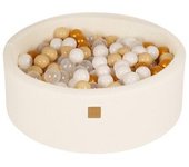 MeowBaby - Piscina redonda de bolas Boucle 90 x 30 cm con bolas oro/beige/blanco/transparente