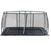 Exit - Cama elástica de suelo Dynamic 244 x 427 cm negro con red de seguridad
