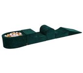 MeowBaby - Parque de juegos infantil de espuma verde con piscina de bolas y 100 bolas oro/beige/blanco/transparente