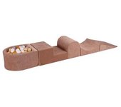 MeowBaby - Parque de juegos infantil de espuma beige con piscina de bolas y 100 bolas oro/beige/blanco/transparente