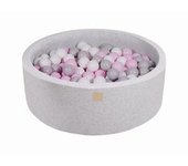 MeowBaby - Piscina redonda de bolas gris 90 x 30 cm con 200 bolas blanco/gris/rosa