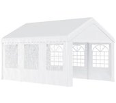 Outsunny - Cenador pérgola de jardín 6 x 4 m blanco