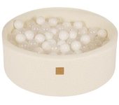 MeowBaby - Piscina redonda de bolas Boucle 90 x 30 cm con bolas blanco/transparente