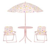 Conjunto de mesa y sillas Rosa + Sombrilla para jardín