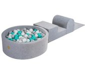MeowBaby - Parque de juegos infantil de espuma gris con piscina de bolas y 200 bolas turquesa/gris/blanco