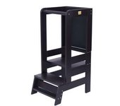 MeowBaby - Taburete de cocina de madera para bebés color negro con tablero