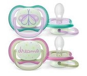 Philips Avent - Chupetes ultra air night time 0-6 meses decoración mariposa/sueños