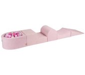 MeowBaby - Parque de juegos infantil de espuma rosa con piscina de bolas y 100 bolas rosas/blanco/transparente