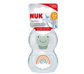Nuk - Pack 2 chupetes Space silicona 0-6 meses Rana/Arcoíris