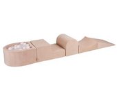 MeowBaby - Parque de juegos infantil de espuma beige con piscina de bolas y 100 bolas blanco/transparente