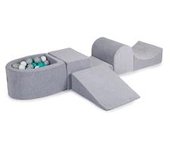 MeowBaby - Parque de juegos infantil de espuma gris con piscina de bolas y 100 bolas grises/blanco/turquesa