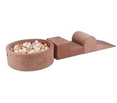 MeowBaby - Parque de juegos infantil de espuma beige con piscina de bolas y 200 bolas beige/blanco