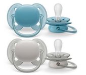 Philips Avent - Chupetes ultra suaves 6-18 meses azul claro y gris (2 unidades)