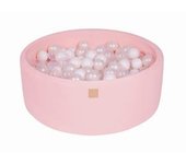 MeowBaby - Piscina redonda de bolas rosa 90 x 30 cm con 200 bolas blanco/transparente/perla