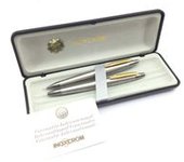 BOLIGRAFO ALTA GAMA INOXCROM PLATEADO CON BAÑO ORO 23.6K