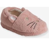 VERTBAUDET Zapatillas de casa estilo peluche infantiles gato rosa