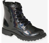 VERTBAUDET Botas de charol con cordón y cremallera para niña negro