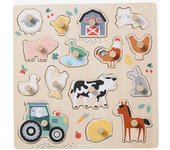 VERTBAUDET Puzle con piezas con botones Lovely Farm de madera FSC® beige claro liso con motivos