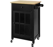 SoBuy Carrito auxiliar de cocina vidrio negro