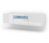 AKL FURNITURE Mueble para TV efecto madera Blanco LED