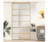 vidaXL Puerta Corredera Dorada De Vidrio Esg Esmerilado Y Aluminio