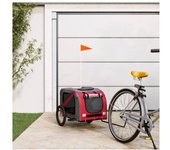 vidaXL Remolque De Bicicleta Para Perros Hierro Tela Oxford Rojo Gris