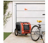 vidaXL Remolque Bicicleta Para Perros Hierro Tela Oxford Naranja Gris