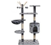 vidaXL Rascador Para Gatos Poste Rascador De Sisal 125 Cm Huellas Gris
