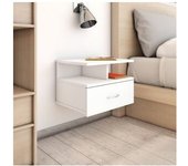 vidaXL Mesita De Noche Flotante Madera Contrachapada Blanco 40x31x27cm