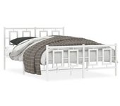 vidaXL Estructura Cama Metal Con Cabecero Y Estribo Blanco 135x190 Cm