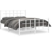 vidaXL Estructura Cama Metal Con Cabecero Y Estribo Blanco 135x190 Cm