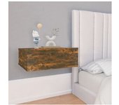 vidaXL Mesita De Noche Flotante 2 Uds Madera Roble Ahumado 40x30x15cm