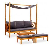 vidaXL Banco De Jardín Con Mesa Y Reposapiés Madera De Acacia Macizoa
