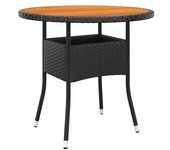 vidaXL Mesa De Jardín Madera Acacia Y Ratán Sintético Negro Ø80x75 Cm