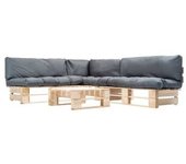 vidaXL Muebles De Palets De Jardín Con Cojines Grises 4 Piezas Madera