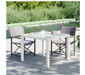 vidaXL Mesa Jardín Vidrio Templado Ratán Sintético 90x90x75 Cm Blanco