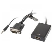 Lanberg Adaptador VGA + Jack 3.5mm a HDMI Macho/Hembra Negro