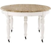 Maisons du Monde Mesa de comedor extensible en madera reciclada y madera de álamo de 6/14 personas con ruedas L.125/325