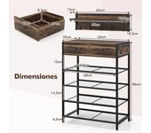 Costway Juego de Perchero con Estante para Zapatos de 5 Niveles y Perchero Montado en Pared Organizador para Zapatos para Entrada Dormitorio Marrón