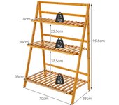 Costway Estantes para Plantas de 3 Niveles Estantería de Bambú Decorativa para Macetas de Flores para Patio y Jardín 70 x 38 x 95,5cm Natural