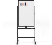 Costway Pizarra Blanca Móvil Magnética 60 x 100 cm en Seco Doble Cara con Soporte sobre Ruedas Altura Ajustable para Oficina Escuela