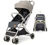 Costway Cochecito de Viaje para Bebé de 0-36 Meses con Capota Reclinable Portavasos Arnés de 5 Puntos Respaldo Ajustable Saco para Pies