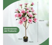 Costway Árbol Artificial de Magnolia de 130 cm con Hojas de PEVA Troncos Multirramificados Musgo Realista