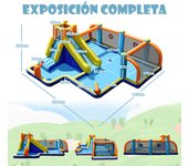 Costway Tobogán Acuático Inflable con Compresor Castillo Hinchable Infantil con Tema Fútbol Piscina Pared para Escalar Doble Hidrante 465 x 500 x 200 cm