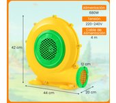 Costway 680W Inflador de Aire Ventilador de Bomba de Aire con Mango Conveniente y Estacas de Tierra para Inflables