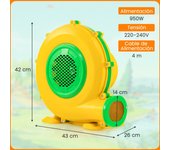 Costway 950W Inflador de Aire Ventilador de Bomba de Aire con Mango Conveniente y Estacas de Tierra para Inflables