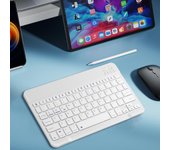 Teclado inalámbrico Compatible con Bluetooth, Mini teclado portátil recargable de 78 teclas para Apple iPad Tablet iOS Android Windows 78-key blanco