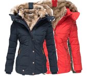 Chaqueta de algodón cálida de invierno para mujer, Sudadera con capucha, Parka informal para mujer, chaqueta de plumón, abrigo corto, prendas de vestir, abrigo de invierno S rojo