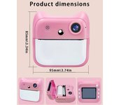 Cámara de impresión instantánea para niños, cámara digital HighClear de 2400 W con pantalla IPS de 2,4 pulgadas, dibujos animados sin tinta Set A color rosa
